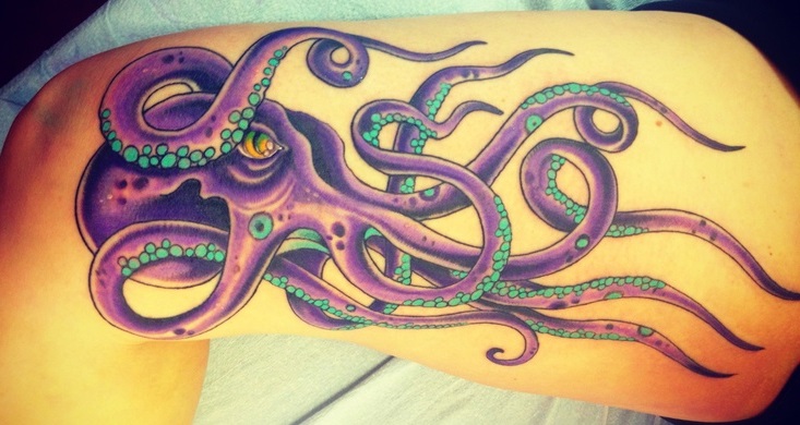 Woman with octopus tattoo