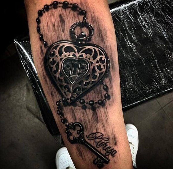 heart padlock tattoo designs