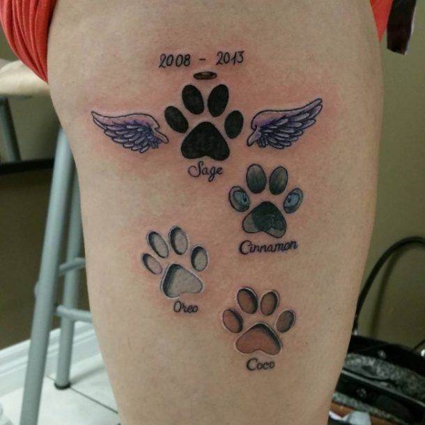 realistic cat paw print tattoo