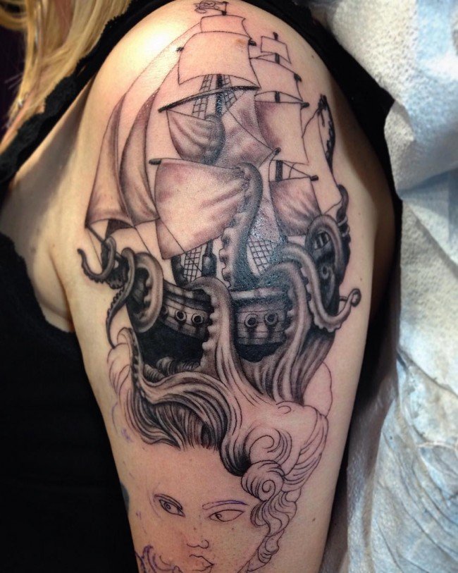 28 Outstanding Pirate Ship Tattoos And Meanings Tattoos Win