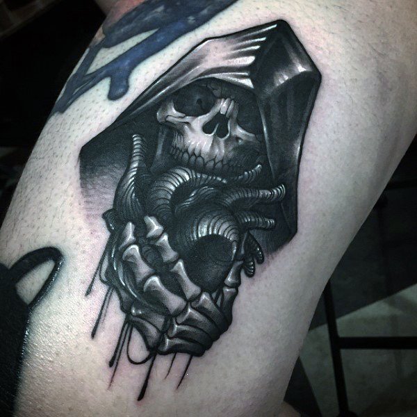 Tattoo uploaded by Krystal  I want a grim reaper sugar skull tattoo on my  thigh megandreamtattoo  Tattoodo