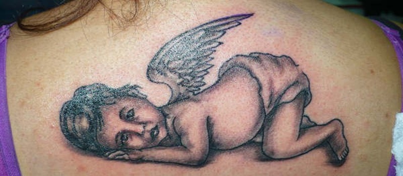 Cupid Angel wings bow arrow tattoo