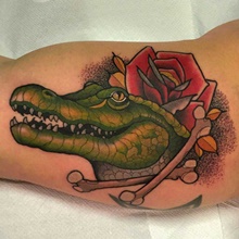 Tattoo uploaded by minerva  Crocodile skull tattoo by Garaskull skeleton  black blackwork xray aligator crocodile  Tattoodo