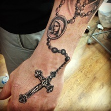 My rosary tattoo  Rosary tattoo Purple tattoos Rosary bead tattoo