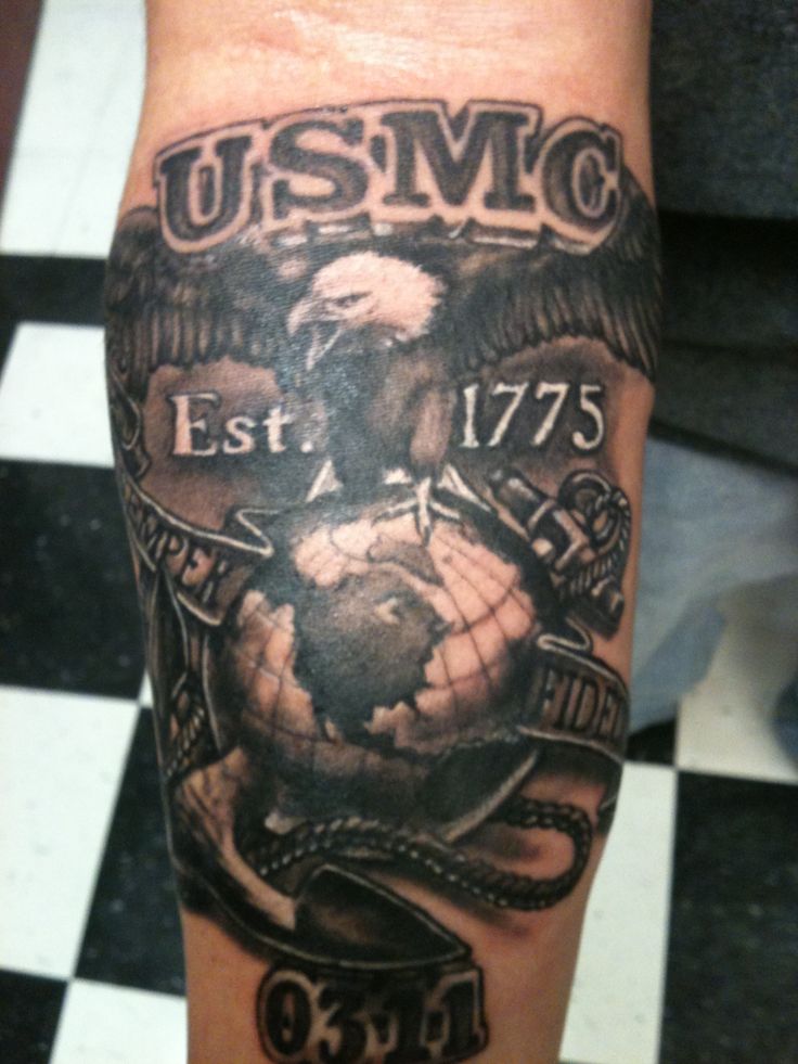 Tattoo uploaded by Jared  My first one for my service in the United States  Marine Corps  Tattoodo