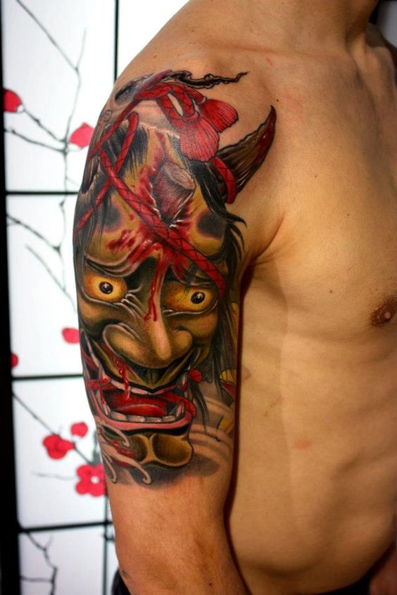 35 Oni Mask Tattoos With Mysterious and Powerful Meanings - TattoosWin