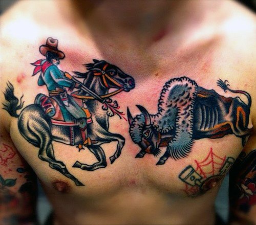 Cowboy Tattoo Design On Chest  Tattoo Designs Tattoo Pictures