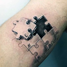 Matching 3D puzzle piece tattoo Done by Tom Hacic  RedHouse Tattoo and  Piercing  Tatoeageonwerpen Tatoeage ideeën Tatoeage