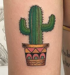 Cactus Tattoo Green In Hand