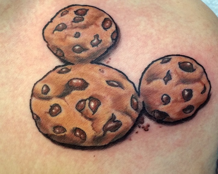 Three Cookie Tattoo On Shoulder.
