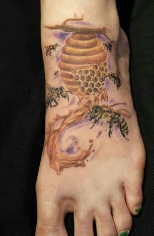 Honeycomb Tattoo On Leg