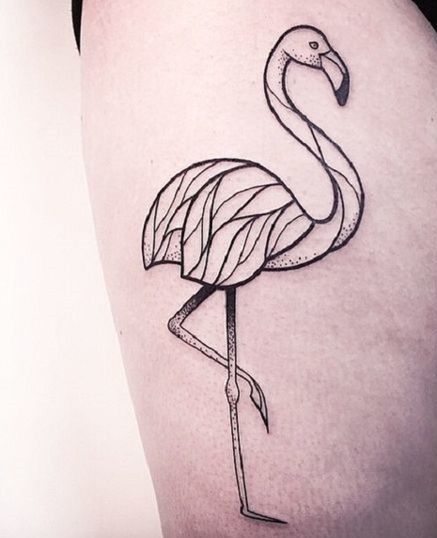 Flamingo Tattoo On Leg Thigh 