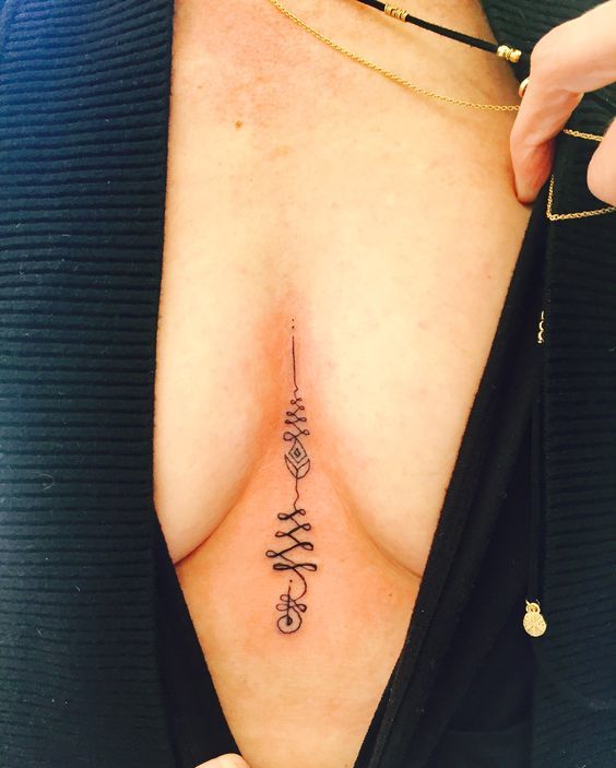 Unalome tattoo woman.