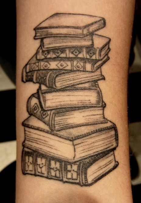 Stack Of Books Tattoo