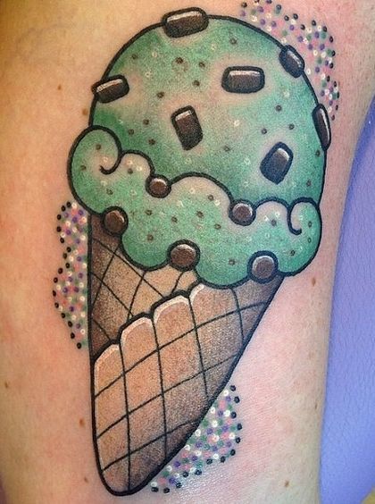 Ice Cream cone tattoo green