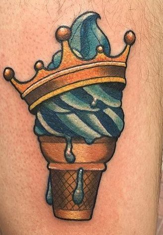 Ice Cream cone with crown tattoo