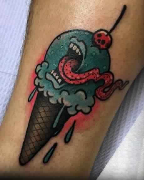 Ice Cream cone monster tattoo.