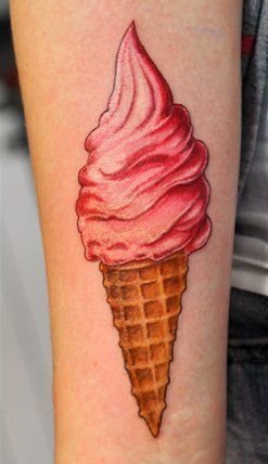 Ice Cream cone tattoo on hand
