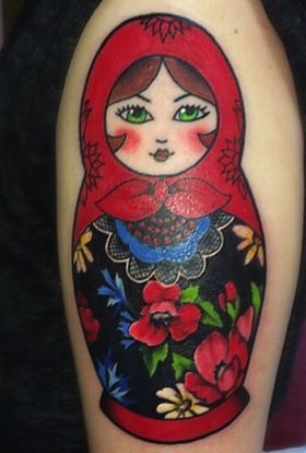 Matryoshka Doll Tattoo Red