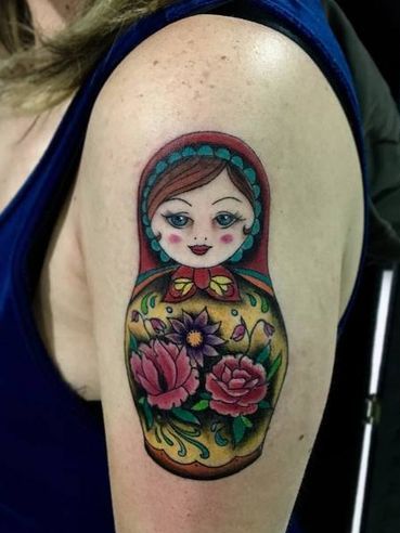 Matryoshka Doll Tattoo On Shoulder Woman