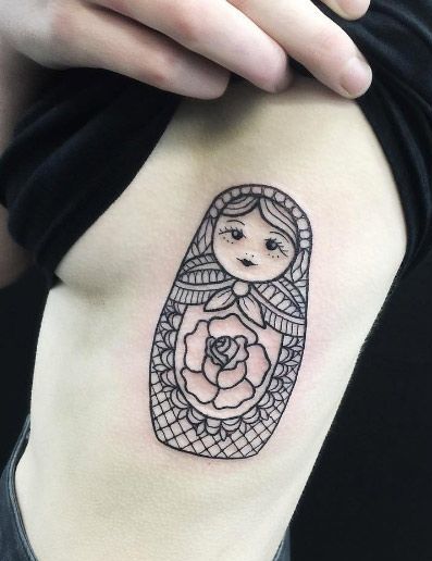 Matryoshka Doll Tattoo On Side Of A Girl