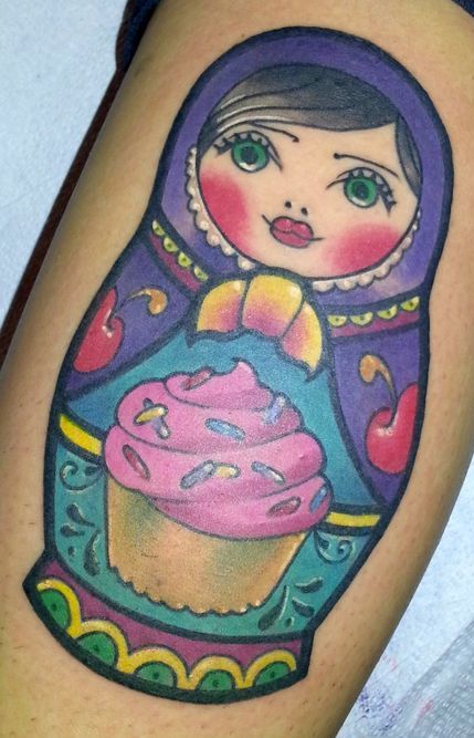 Matryoshka Doll Tattoo With Ice Cream