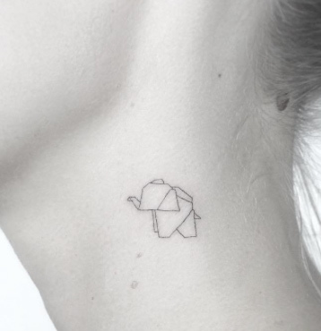Origami Small Elephant Tattoo On Neck