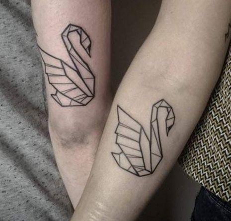Origami Swan Tattoo For Couple