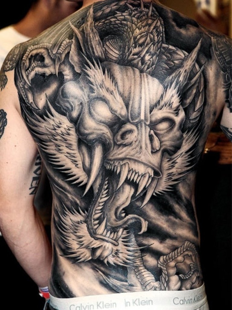 Ghastly Gargoyle Tattoo at Back