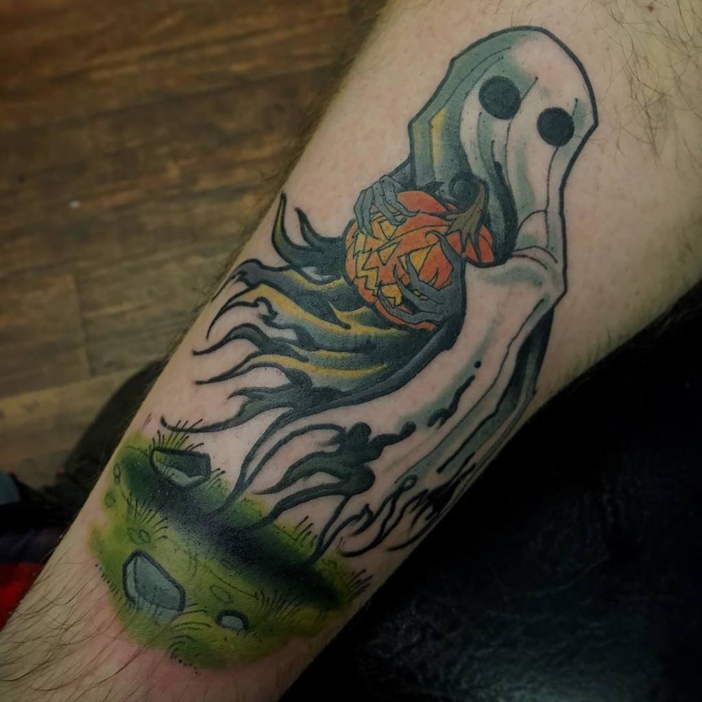 Ghost Tattoo on Leg 
