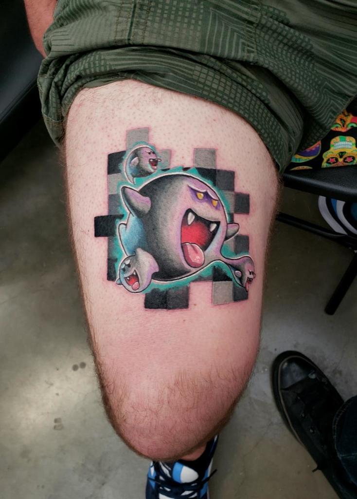 Mario Ghost Boo Diddly Tattoo