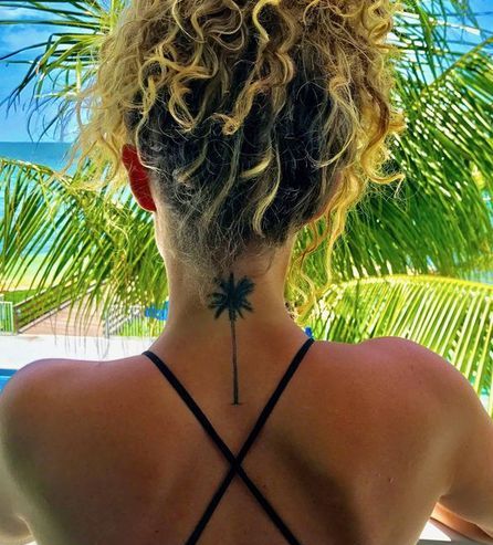 Palm Tree Tattoo On Neck