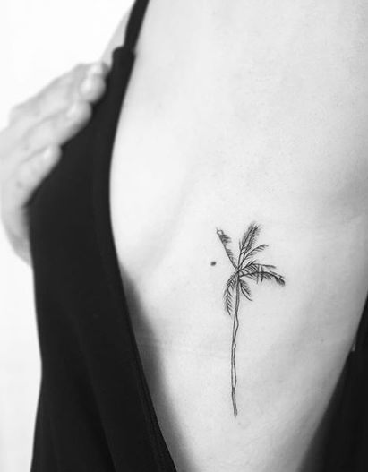 Palm Tree Tattoo On Side Of A Girl