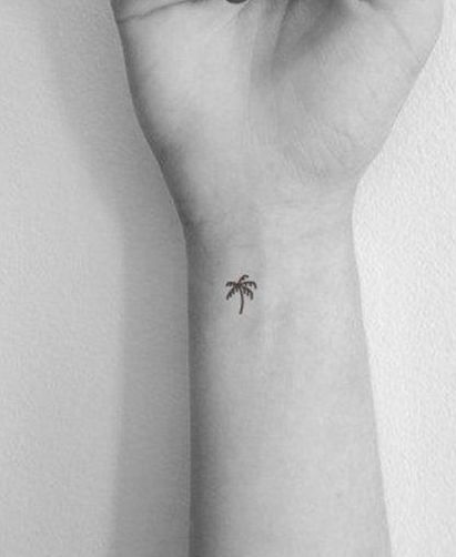 Small Palm Tree Tattoo On Wrist