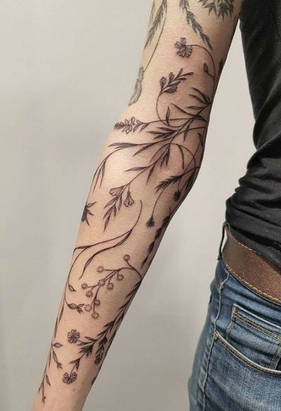 Plant Tattoo On Hand Of A Woman