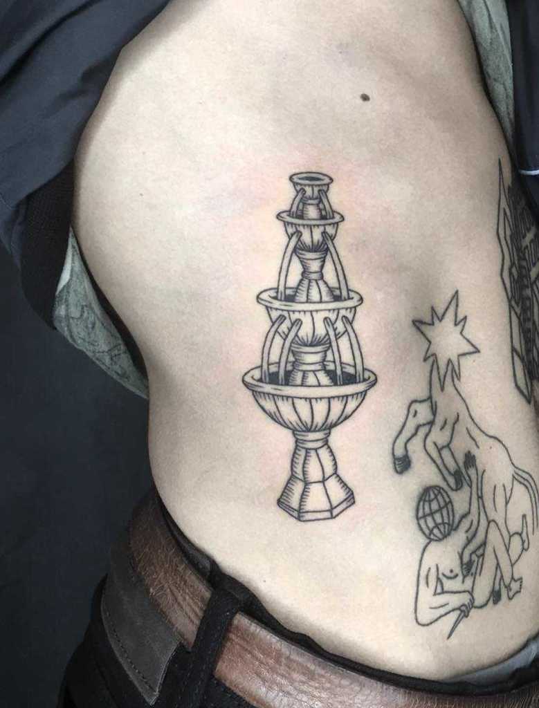 Water Fountain Tattoo On Side