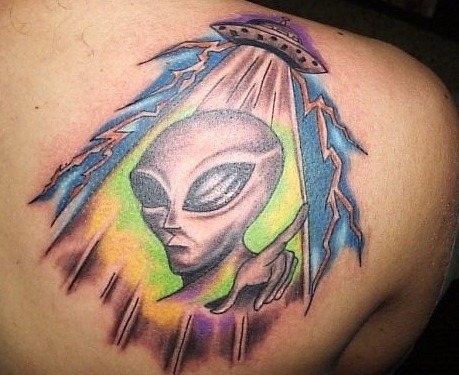 Alien Tattoo At Back for Men