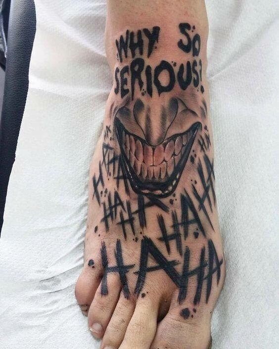 Joker writing Tattoo on Leg