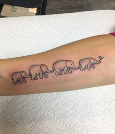 Elephant Family Tattoo On Hand.
