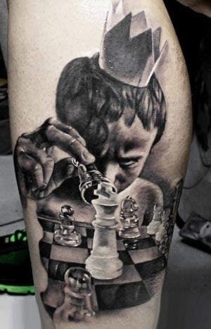 Chess Tattoo on leg
