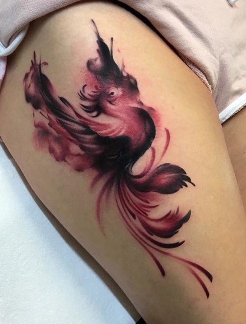 Phoenix Tattoo on thigh.