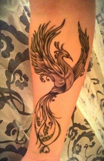 Phoenix Tattoo On Leg.