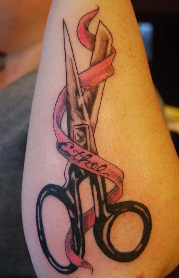 Scissors with Ribbon Tattoo