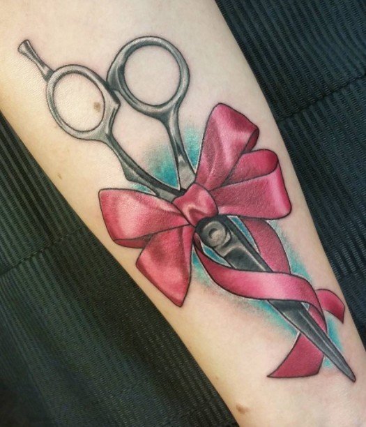 Scissors With Ribbon Tattoo