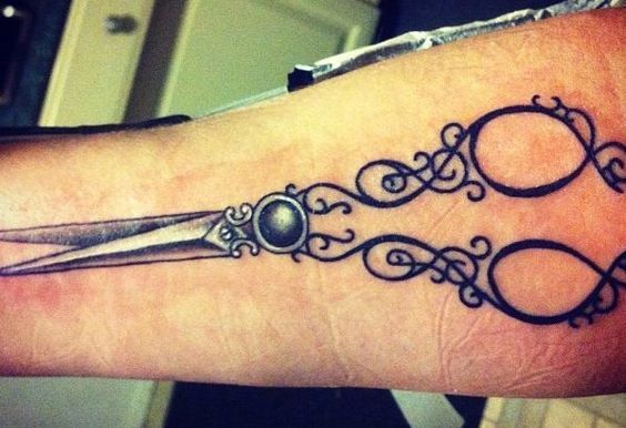 Scissors with Stone Tattoo