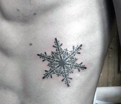 Snowflake Tattoo on side of a man.