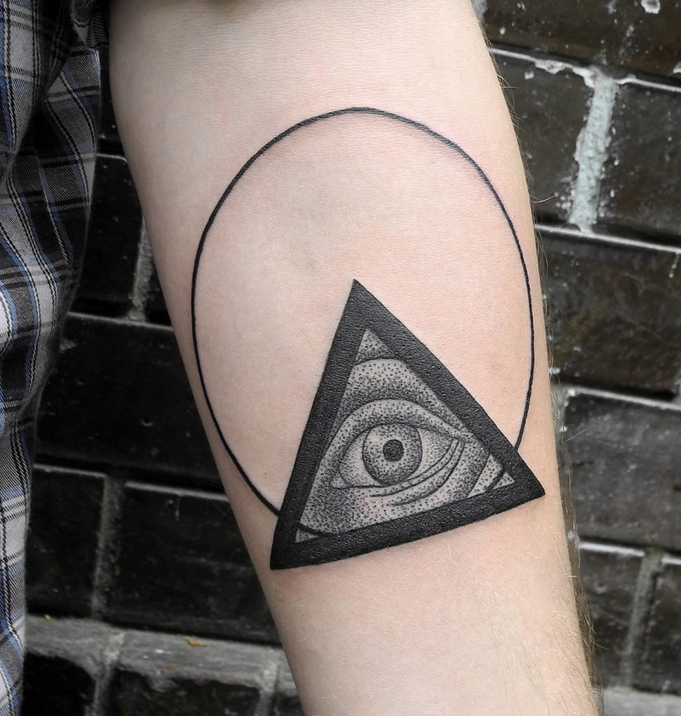Eye Of Providence Tattoo On Hand Representing Power.