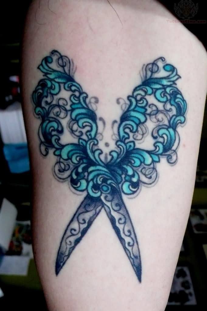 Scissors Tattoo for women on leg