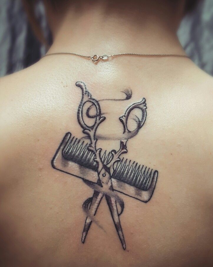 Scissors Tattoo for women on neck