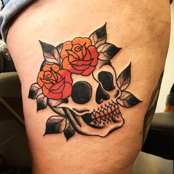 Rose Tattoo With Skull for Men